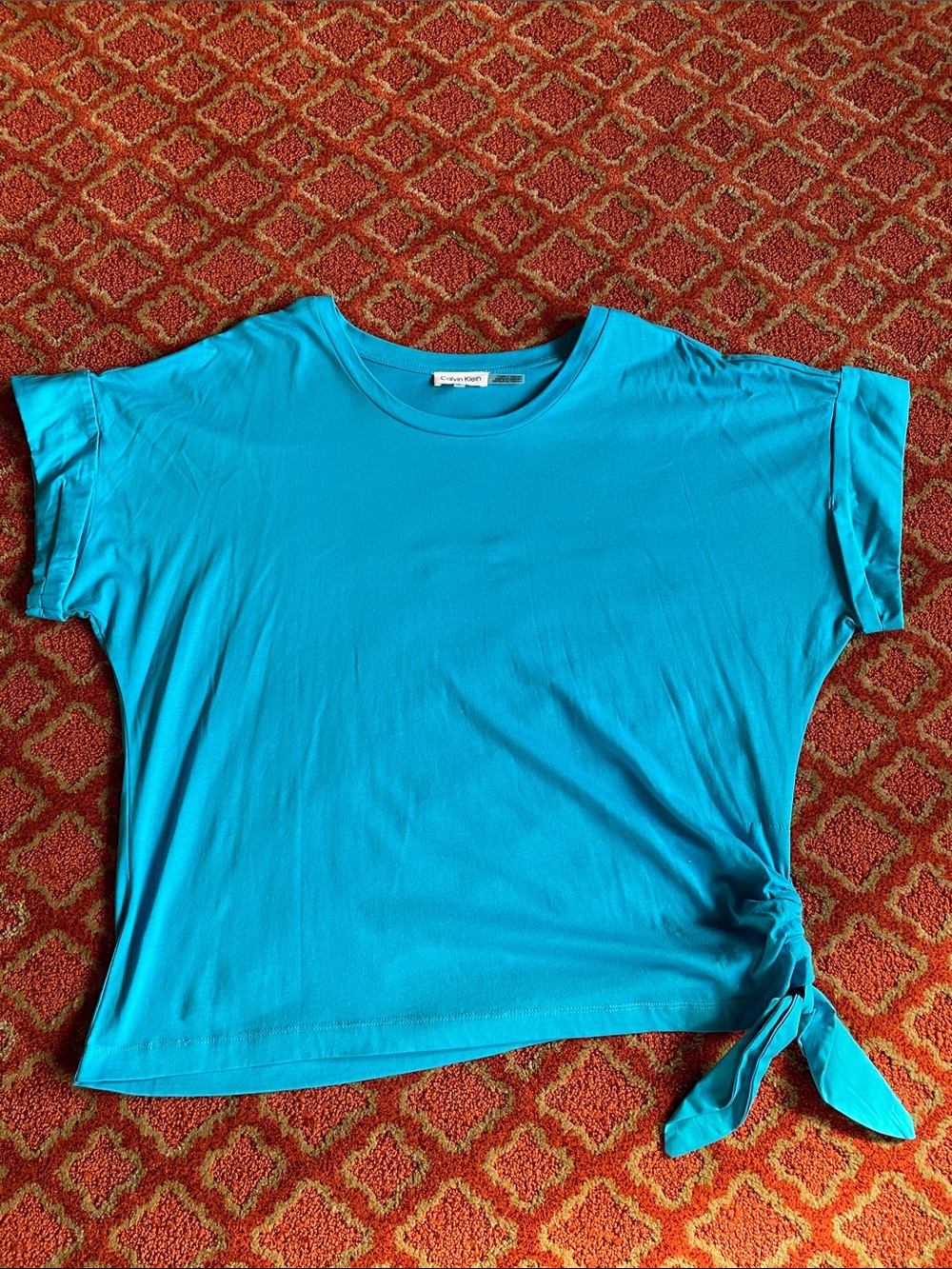 Calvin Klein Bright Teal Short-Sleeve Side-Tie Tee